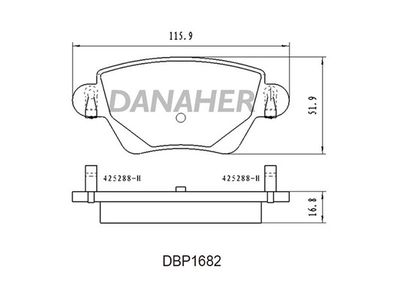 DBP1682 DANAHER Комплект тормозных колодок, дисковый тормоз