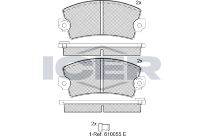 180061 ICER Комплект тормозных колодок, дисковый тормоз