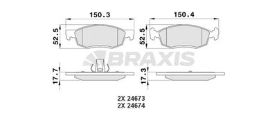 AA0178 BRAXIS Комплект тормозных колодок, дисковый тормоз