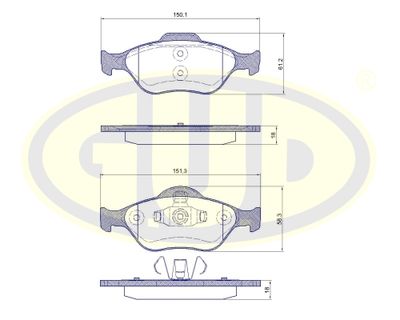GBP076600 G.U.D. Комплект тормозных колодок, дисковый тормоз