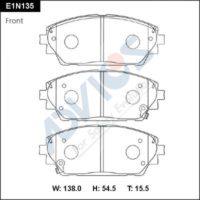 E1N135 ADVICS Комплект тормозных колодок, дисковый тормоз