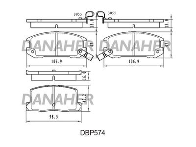 DBP574 DANAHER Комплект тормозных колодок, дисковый тормоз