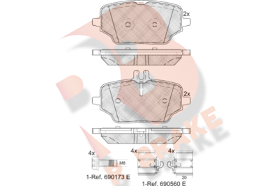 RB2392 R BRAKE Комплект тормозных колодок, дисковый тормоз