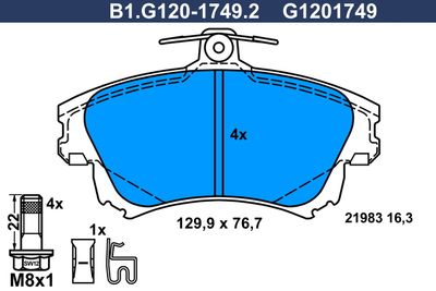 B1G12017492 GALFER Комплект тормозных колодок, дисковый тормоз