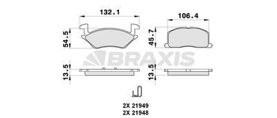 AB0301 BRAXIS Комплект тормозных колодок, дисковый тормоз