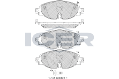 182111204 ICER Комплект тормозных колодок, дисковый тормоз