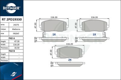 RT2PD19330 ROTINGER Комплект тормозных колодок, дисковый тормоз