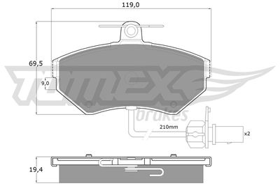 TX13121 TOMEX Brakes Комплект тормозных колодок, дисковый тормоз