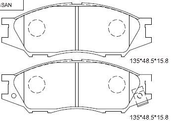 KD2725 ASIMCO Комплект тормозных колодок, дисковый тормоз