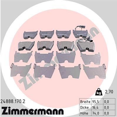 248881702 ZIMMERMANN Комплект тормозных колодок, дисковый тормоз