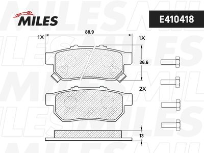 E410418 MILES Комплект тормозных колодок, дисковый тормоз