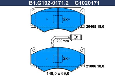 B1G10201712 GALFER Комплект тормозных колодок, дисковый тормоз
