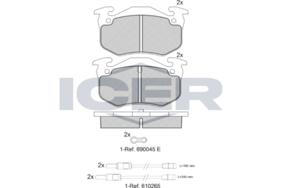 180417066 ICER Комплект тормозных колодок, дисковый тормоз