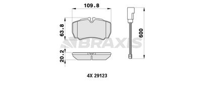 AB0411 BRAXIS Комплект тормозных колодок, дисковый тормоз