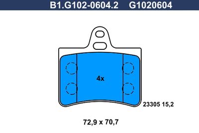 B1G10206042 GALFER Комплект тормозных колодок, дисковый тормоз
