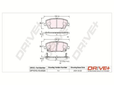 DP1010100028 Dr!ve+ Комплект тормозных колодок, дисковый тормоз