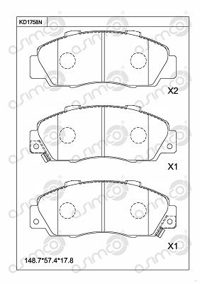 KD1758N ASIMCO Комплект тормозных колодок, дисковый тормоз