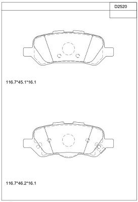 KD2520 ASIMCO Комплект тормозных колодок, дисковый тормоз