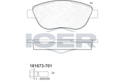 181673701 ICER Комплект тормозных колодок, дисковый тормоз