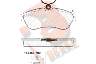 RB1451700 R BRAKE Комплект тормозных колодок, дисковый тормоз