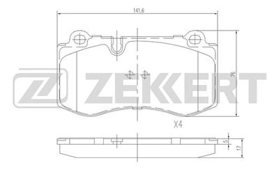 BS2164 ZEKKERT Комплект тормозных колодок, дисковый тормоз