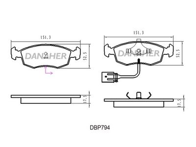 DBP794 DANAHER Комплект тормозных колодок, дисковый тормоз