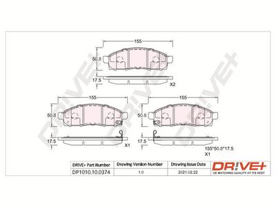 DP1010100374 Dr!ve+ Комплект тормозных колодок, дисковый тормоз