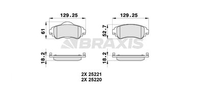 AB0321 BRAXIS Комплект тормозных колодок, дисковый тормоз