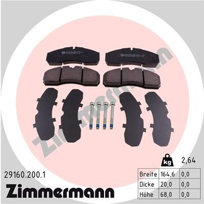 291602001 ZIMMERMANN Комплект тормозных колодок, дисковый тормоз