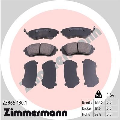 238651801 ZIMMERMANN Комплект тормозных колодок, дисковый тормоз