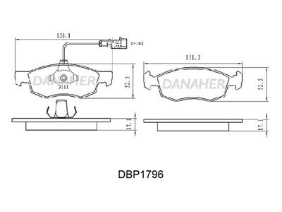 DBP1796 DANAHER Комплект тормозных колодок, дисковый тормоз