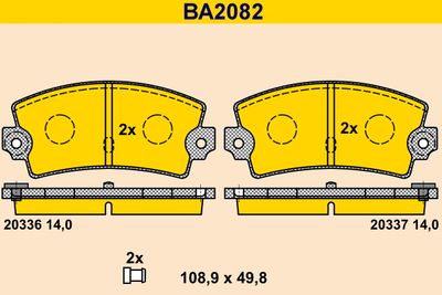 BA2082 BARUM Комплект тормозных колодок, дисковый тормоз