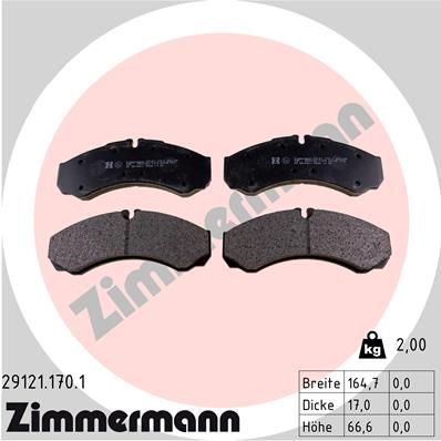 291211701 ZIMMERMANN Комплект тормозных колодок, дисковый тормоз