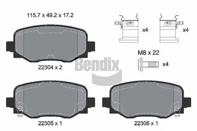 BPD1492 BENDIX Braking Комплект тормозных колодок, дисковый тормоз