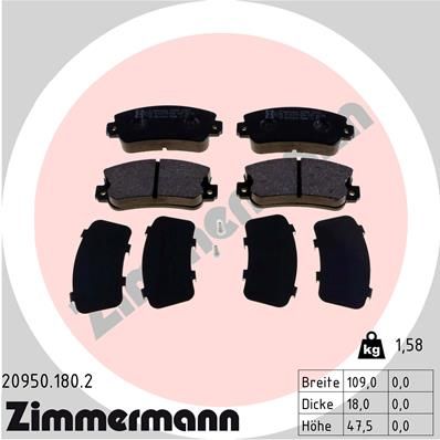 209501802 ZIMMERMANN Комплект тормозных колодок, дисковый тормоз