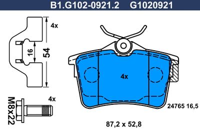 B1G10209212 GALFER Комплект тормозных колодок, дисковый тормоз