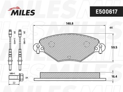 E500617 MILES Комплект тормозных колодок, дисковый тормоз