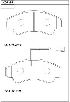 KD7375 ASIMCO Комплект тормозных колодок, дисковый тормоз