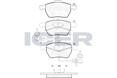 181331 ICER Комплект тормозных колодок, дисковый тормоз