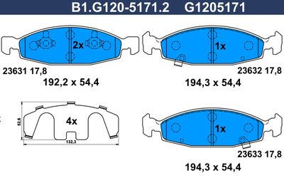 B1G12051712 GALFER Комплект тормозных колодок, дисковый тормоз