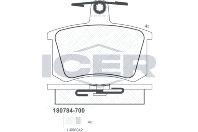 180784700 ICER Комплект тормозных колодок, дисковый тормоз