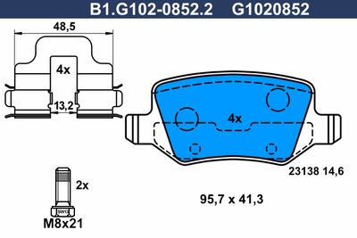 B1G10208522 GALFER Комплект тормозных колодок, дисковый тормоз
