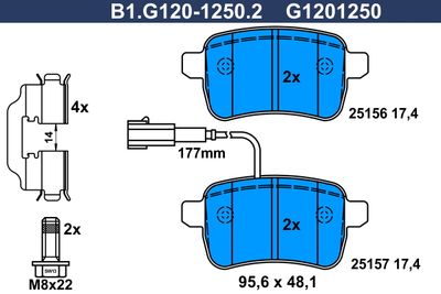 B1G12012502 GALFER Комплект тормозных колодок, дисковый тормоз
