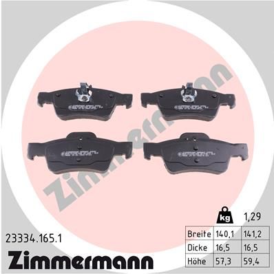 233341651 ZIMMERMANN Комплект тормозных колодок, дисковый тормоз