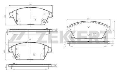 BS1286 ZEKKERT Комплект тормозных колодок, дисковый тормоз