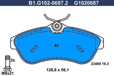 B1G10206872 GALFER Комплект тормозных колодок, дисковый тормоз