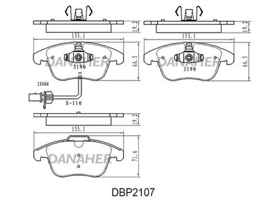 DBP2107 DANAHER Комплект тормозных колодок, дисковый тормоз