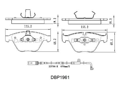 DBP1961 DANAHER Комплект тормозных колодок, дисковый тормоз