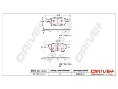 DP1010100921 Dr!ve+ Комплект тормозных колодок, дисковый тормоз
