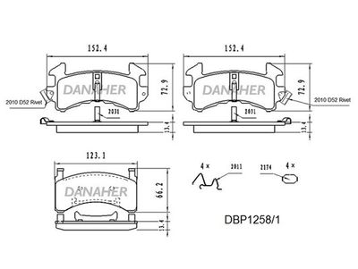 DBP12581 DANAHER Комплект тормозных колодок, дисковый тормоз